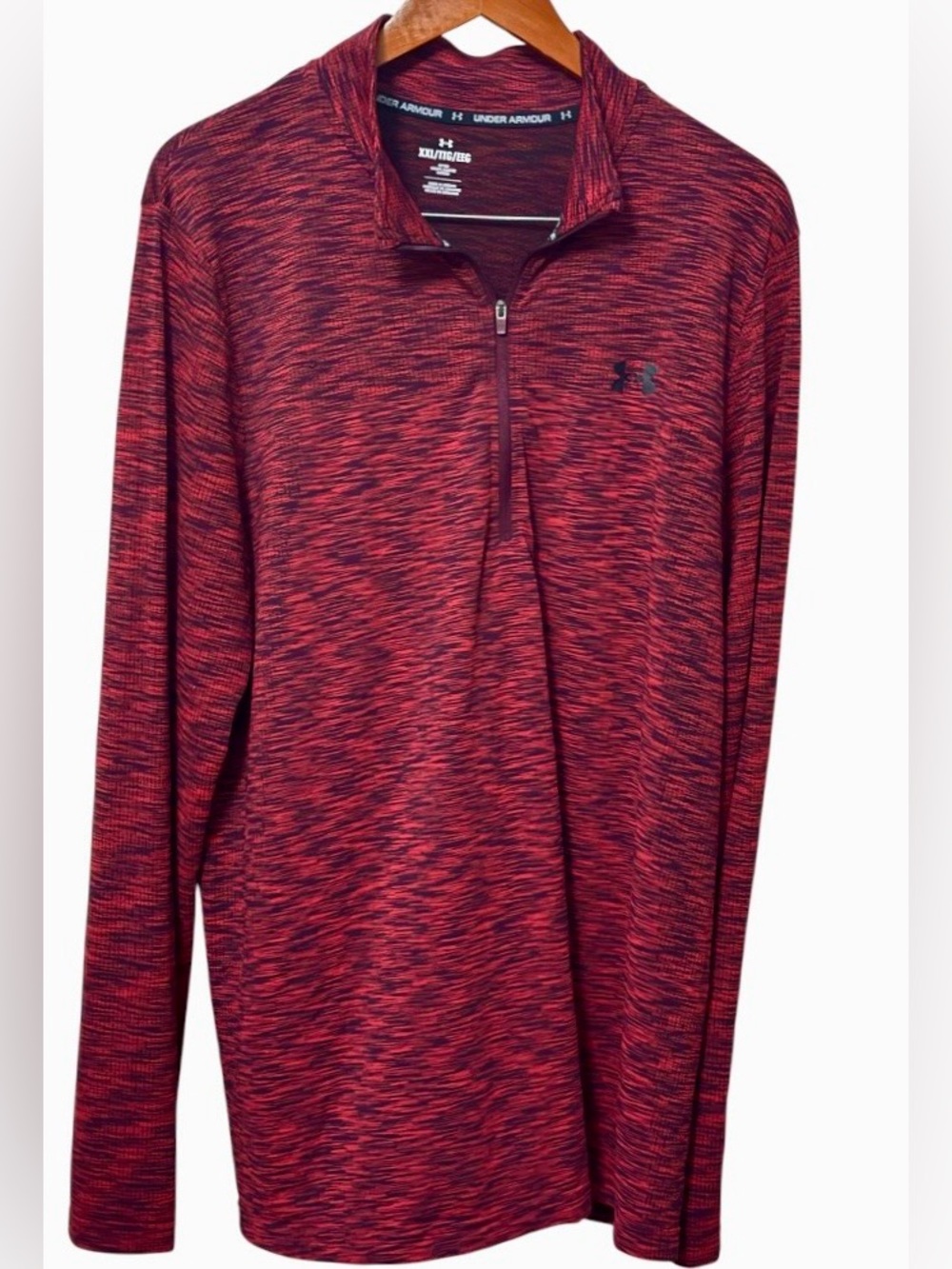 Under Armour Red/Black Space-Dye Half-Zip Pullover